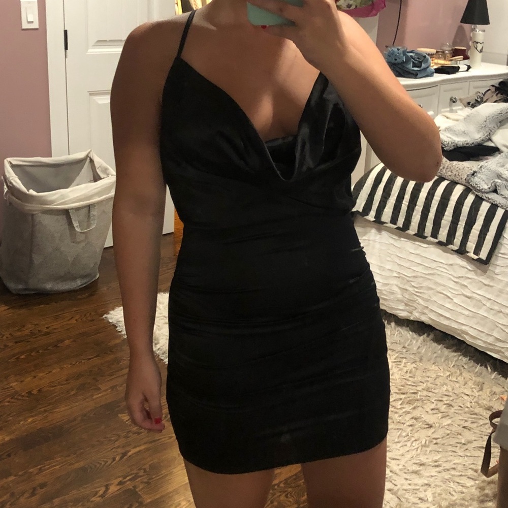 Satin Cowl Neck Bodycon Dress